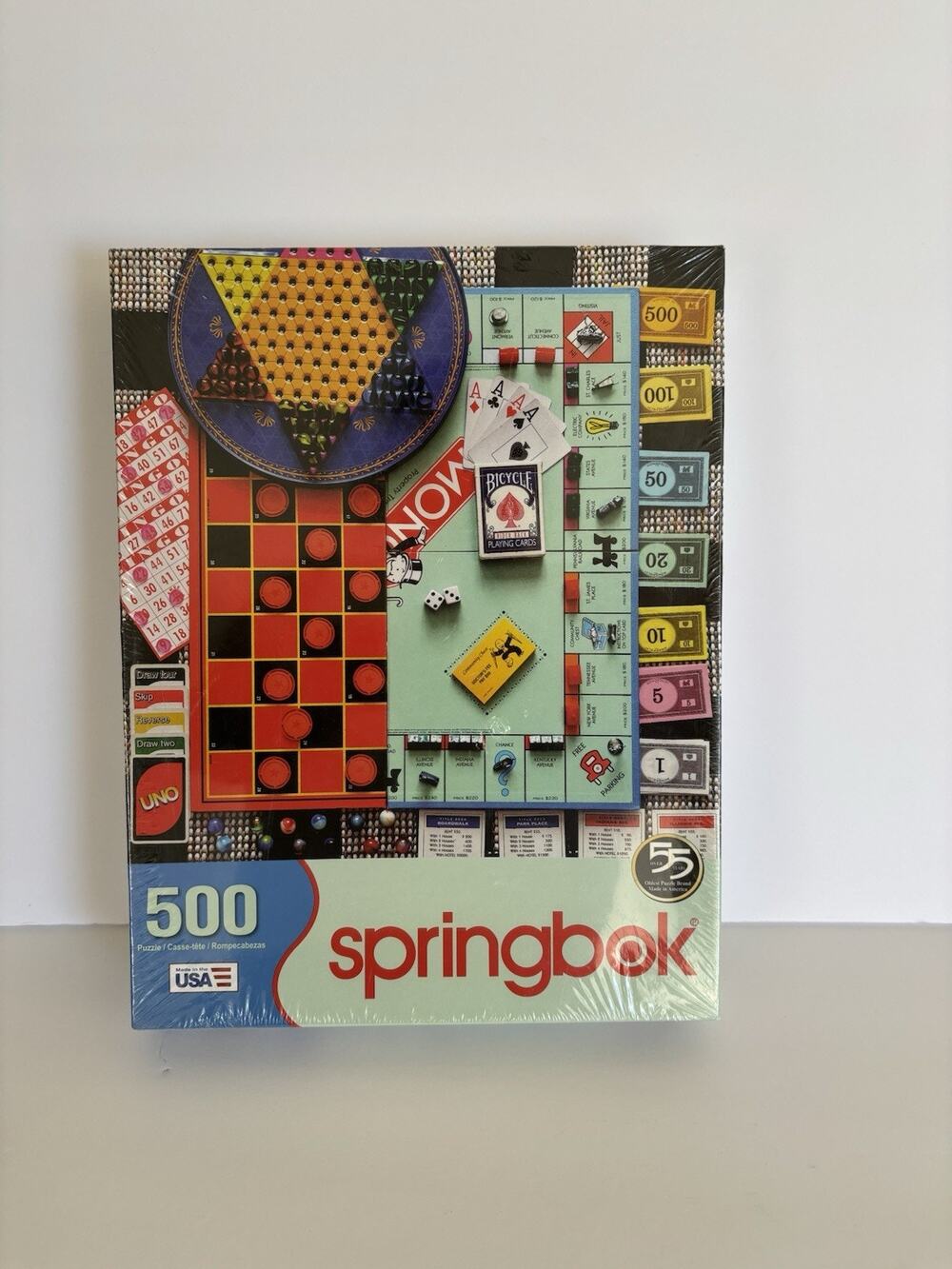 Springbok 500 Piece Puzzle Board Games Monopoly Checkers New Sealed